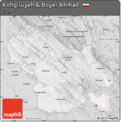 Silver Style Map of Kohgiluyeh & Boyer Ahmad