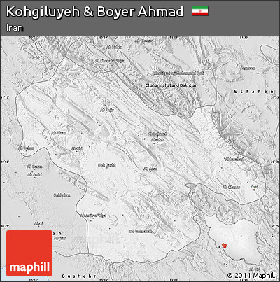 Silver Style Map of Kohgiluyeh & Boyer Ahmad