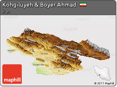 Physical Panoramic Map of Kohgiluyeh & Boyer Ahmad, cropped outside