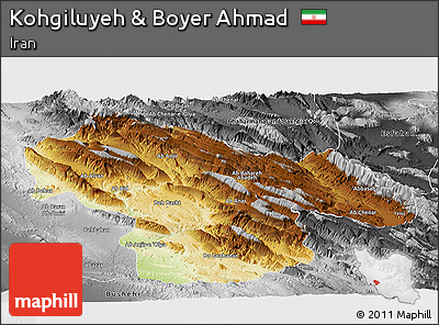 Physical Panoramic Map of Kohgiluyeh & Boyer Ahmad, desaturated