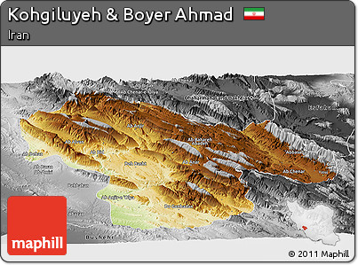 Physical Panoramic Map of Kohgiluyeh & Boyer Ahmad, desaturated