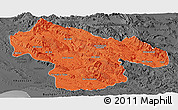 Political Panoramic Map of Kohgiluyeh & Boyer Ahmad, darken, desaturated