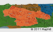 Political Panoramic Map of Kohgiluyeh & Boyer Ahmad, darken
