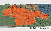 Political Panoramic Map of Kohgiluyeh & Boyer Ahmad, darken, semi-desaturated