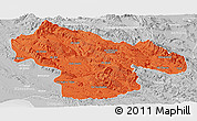 Political Panoramic Map of Kohgiluyeh & Boyer Ahmad, lighten, desaturated