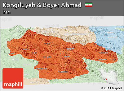 Political Panoramic Map of Kohgiluyeh & Boyer Ahmad, lighten