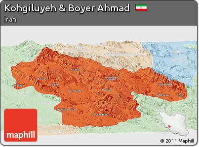 Political Panoramic Map of Kohgiluyeh & Boyer Ahmad, lighten