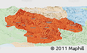 Political Panoramic Map of Kohgiluyeh & Boyer Ahmad, lighten