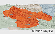 Political Panoramic Map of Kohgiluyeh & Boyer Ahmad, lighten, semi-desaturated