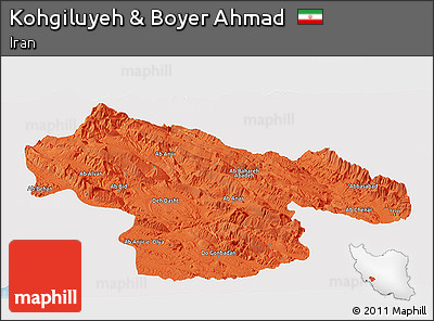 Political Panoramic Map of Kohgiluyeh & Boyer Ahmad, single color outside