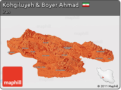 Political Panoramic Map of Kohgiluyeh & Boyer Ahmad, single color outside