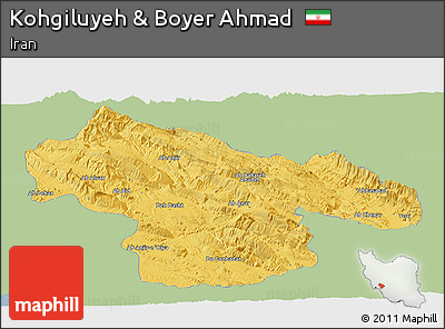 Savanna Style Panoramic Map of Kohgiluyeh & Boyer Ahmad, single color outside