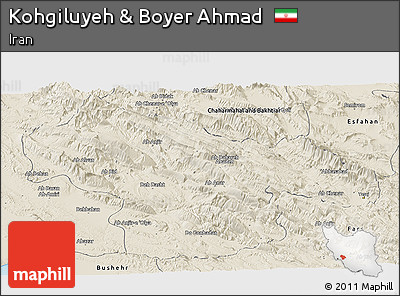 Shaded Relief Panoramic Map of Kohgiluyeh & Boyer Ahmad