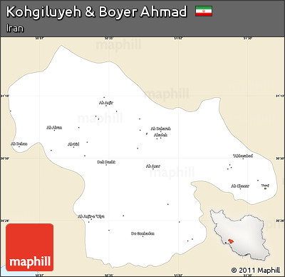 Classic Style Simple Map of Kohgiluyeh & Boyer Ahmad, single color outside