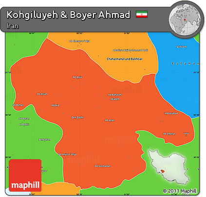 Political Simple Map of Kohgiluyeh & Boyer Ahmad