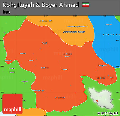 Political Simple Map of Kohgiluyeh & Boyer Ahmad