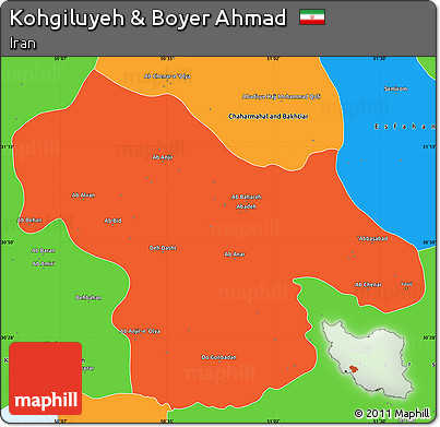 Political Simple Map of Kohgiluyeh & Boyer Ahmad