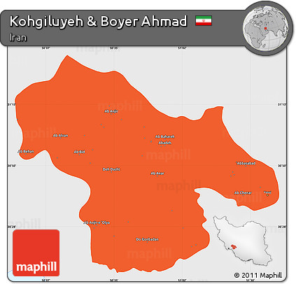 Political Simple Map of Kohgiluyeh & Boyer Ahmad, single color outside