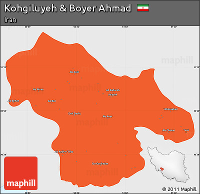 Political Simple Map of Kohgiluyeh & Boyer Ahmad, single color outside