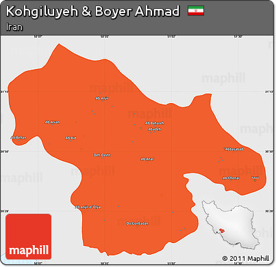 Political Simple Map of Kohgiluyeh & Boyer Ahmad, single color outside
