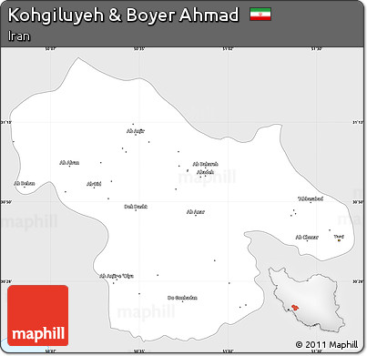 Silver Style Simple Map of Kohgiluyeh & Boyer Ahmad, single color outside