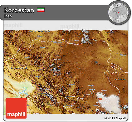 Physical 3D Map of Kordestan