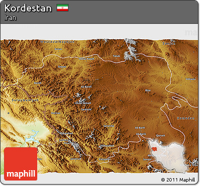 Physical 3D Map of Kordestan