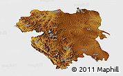 Physical 3D Map of Kordestan, single color outside