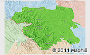 Political 3D Map of Kordestan, lighten