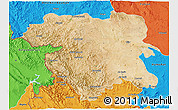 Satellite 3D Map of Kordestan, political outside