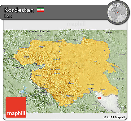 Savanna Style 3D Map of Kordestan