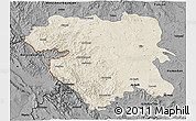 Shaded Relief 3D Map of Kordestan, darken, desaturated