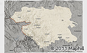 Shaded Relief 3D Map of Kordestan, darken, semi-desaturated