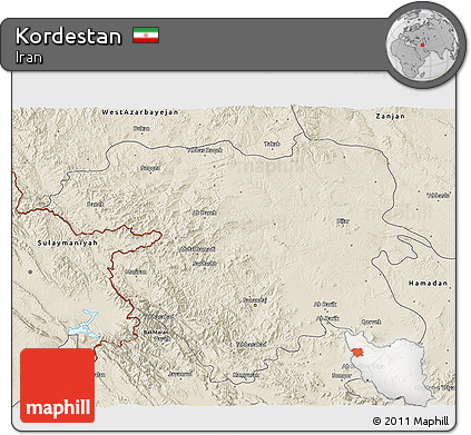 Shaded Relief 3D Map of Kordestan