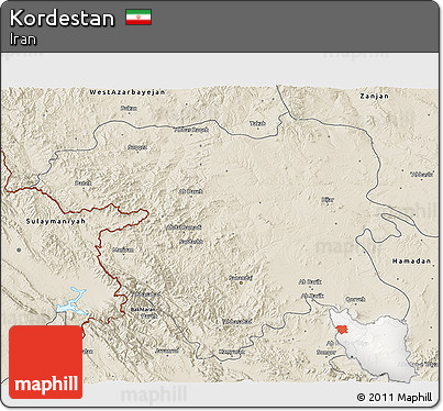 Shaded Relief 3D Map of Kordestan