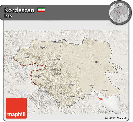 Shaded Relief 3D Map of Kordestan, lighten