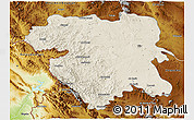 Shaded Relief 3D Map of Kordestan, physical outside