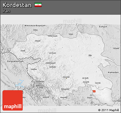 Silver Style 3D Map of Kordestan