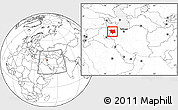 Blank Location Map of Kordestan, within the entire country