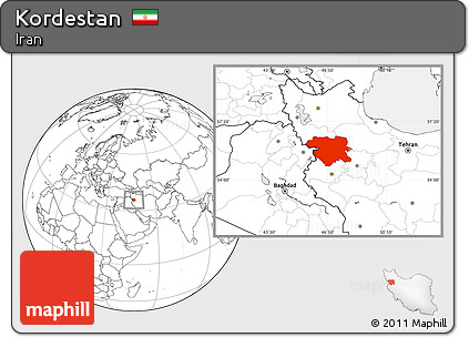 Blank Location Map of Kordestan