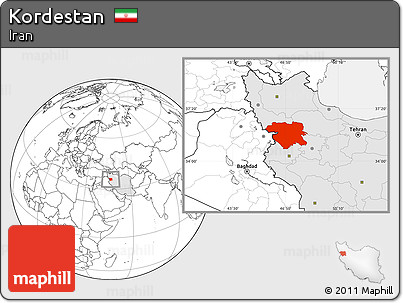 Blank Location Map of Kordestan, highlighted country
