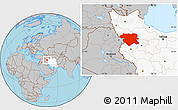 Gray Location Map of Kordestan, highlighted country