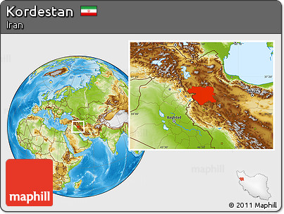 Physical Location Map of Kordestan
