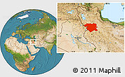 Satellite Location Map of Kordestan