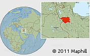 Savanna Style Location Map of Kordestan, hill shading