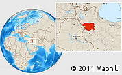 Shaded Relief Location Map of Kordestan