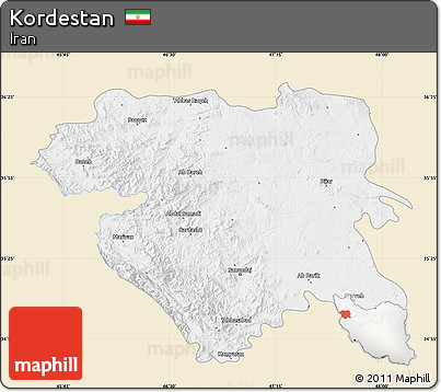 Classic Style Map of Kordestan, single color outside