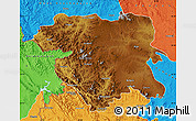 Physical Map of Kordestan, political outside