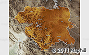 Physical Map of Kordestan, semi-desaturated