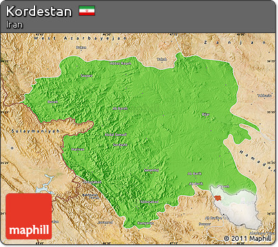 Political Map of Kordestan, satellite outside